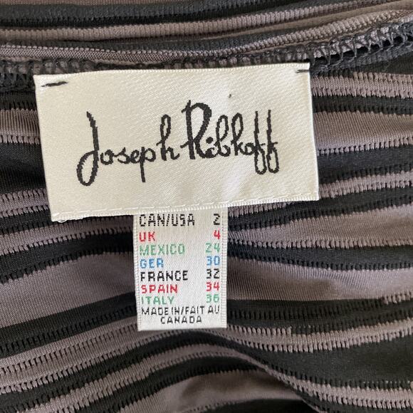 Joseph Ribkoff Women's 2 Black & Gray Striped Short Sleeve Stretch Bodycon Dress - Picture 3 of 3